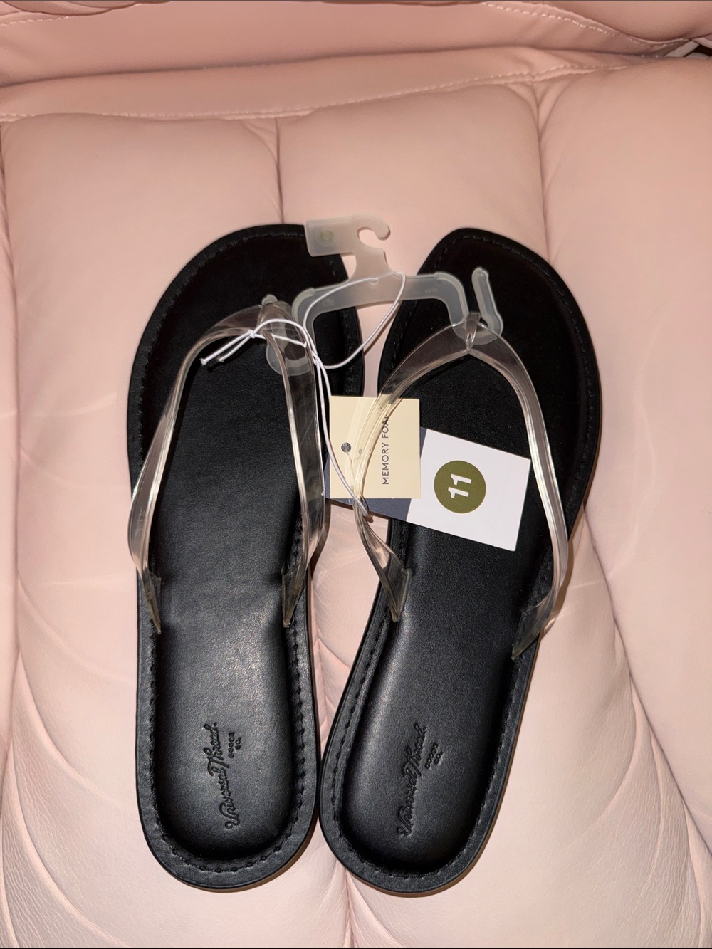 Universal Thread Black Flip-Flop Sandals with Clear Straps